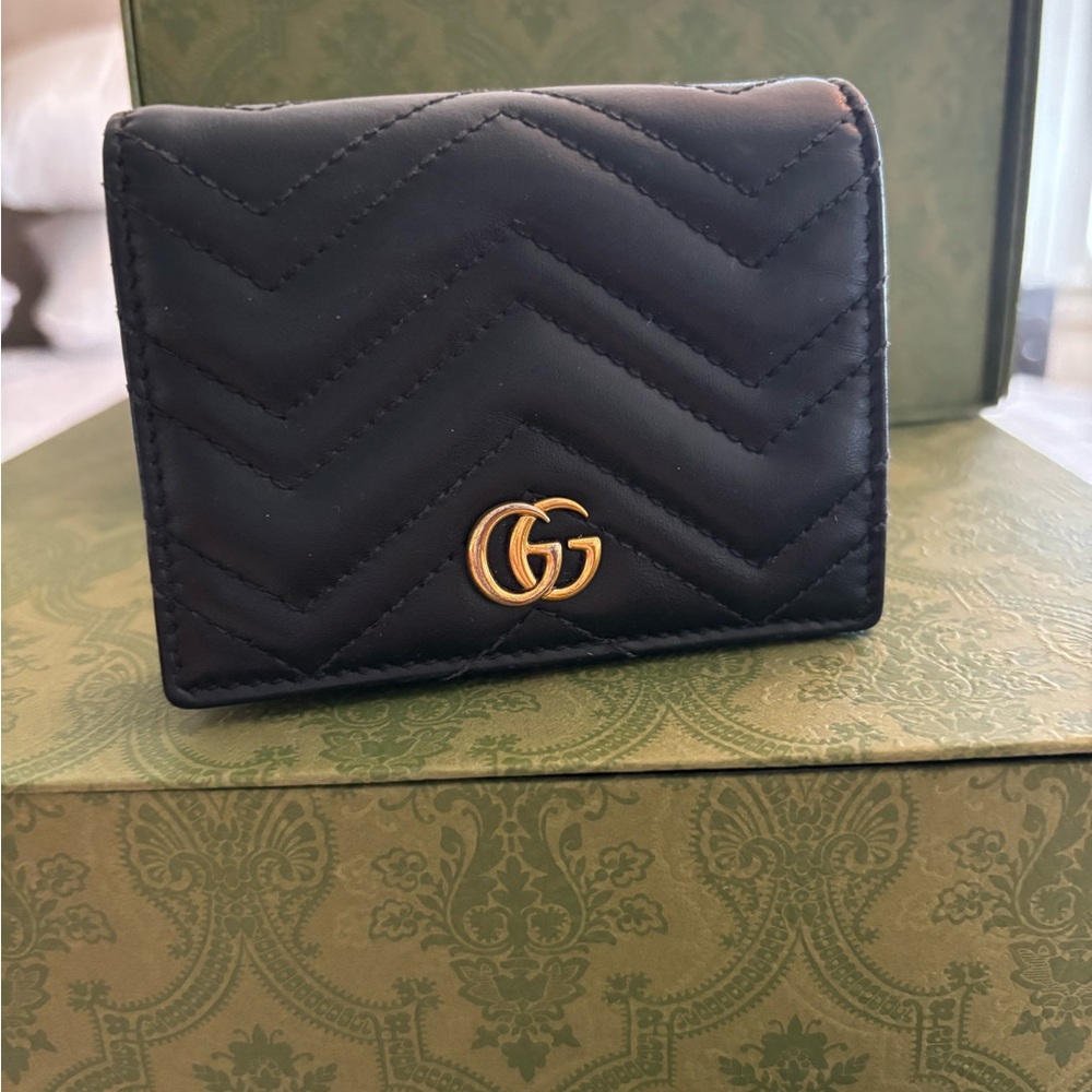 Gucci Black Wallet with Gold Logo